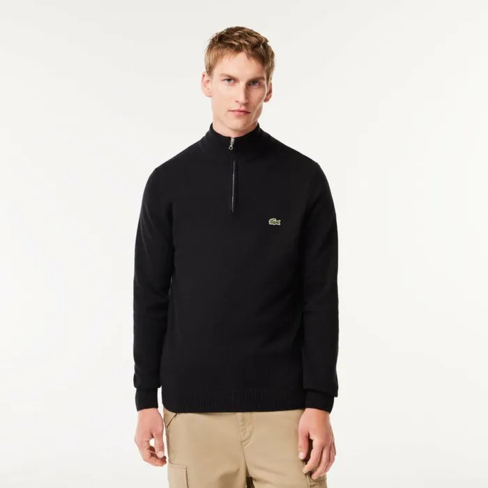 Sweaters and Sweatshirts Men Lacoste Mens HalfZip Wool Sweater Black 031