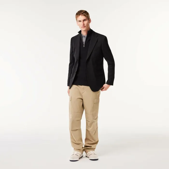 Sweaters and Sweatshirts Men Lacoste Mens HalfZip Wool Sweater Black 031