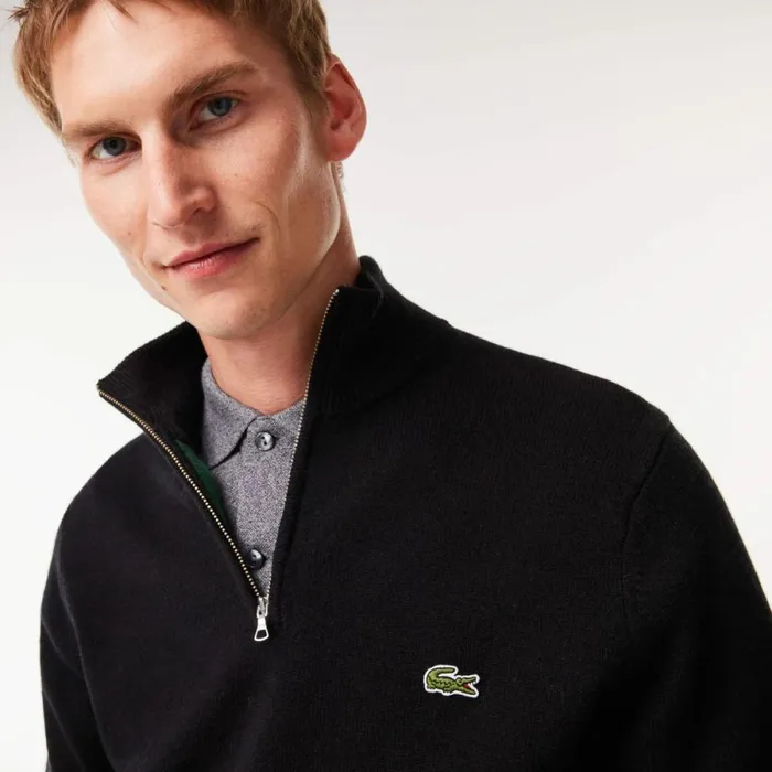 Sweaters and Sweatshirts Men Lacoste Mens HalfZip Wool Sweater Black 031