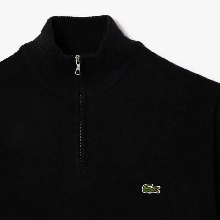 Sweaters and Sweatshirts Men Lacoste Mens HalfZip Wool Sweater Black 031