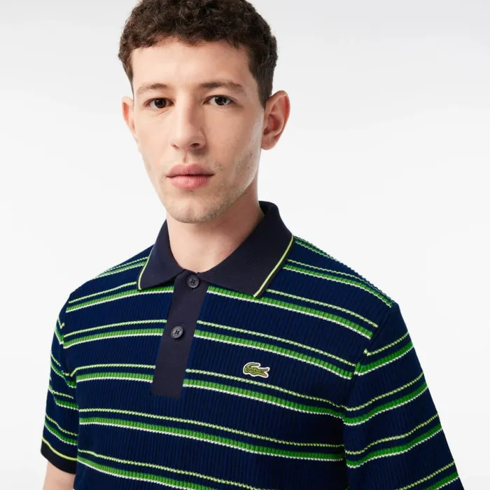 Sweaters and Sweatshirts Men Lacoste Mens Made In France Organic Cotton Striped Polo Blue Black White 7vq