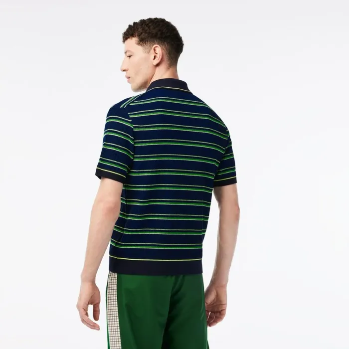 Sweaters and Sweatshirts Men Lacoste Mens Made In France Organic Cotton Striped Polo Blue Black White 7vq