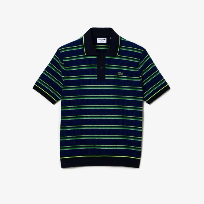 Sweaters and Sweatshirts Men Lacoste Mens Made In France Organic Cotton Striped Polo Blue Black White 7vq