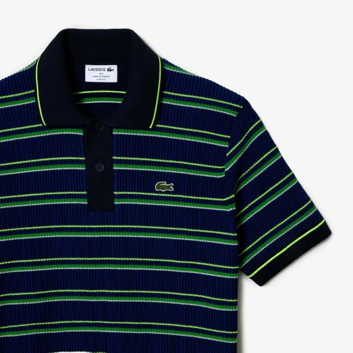 Sweaters and Sweatshirts Men Lacoste Mens Made In France Organic Cotton Striped Polo Blue Black White 7vq