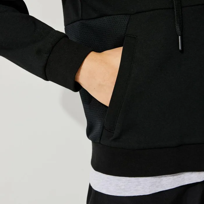 Sweaters and Sweatshirts Men Lacoste Mens Sport Mesh Panels Hoodie Black C31