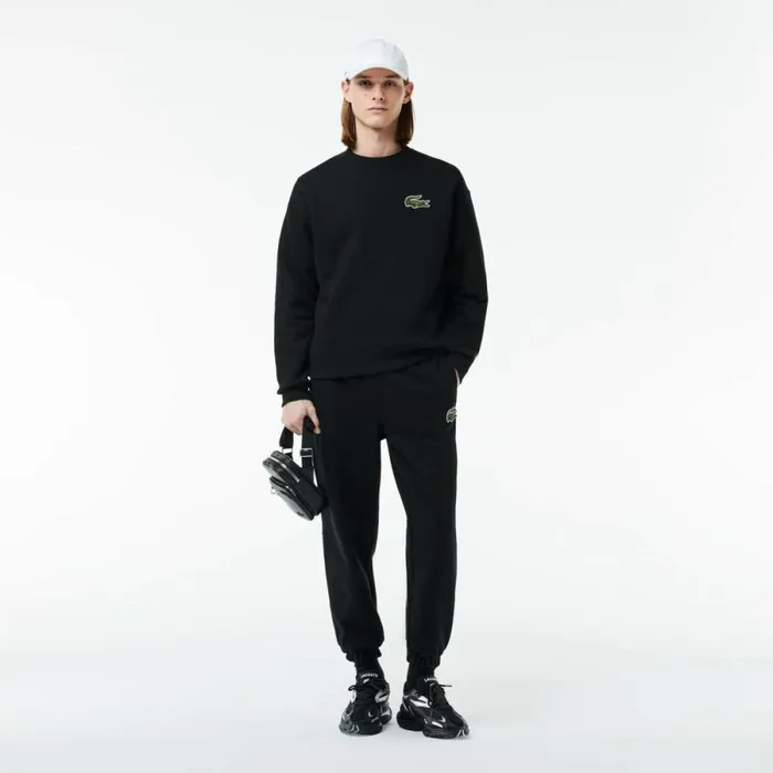 Sweaters and Sweatshirts Men Lacoste Unisex Loose Fit Crocodile Badge Sweatshirt Black 031