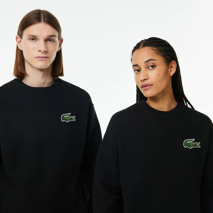 Sweaters and Sweatshirts Men Lacoste Unisex Loose Fit Crocodile Badge Sweatshirt Black 031