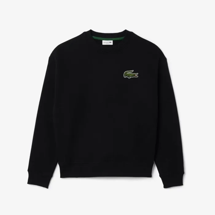 Sweaters and Sweatshirts Men Lacoste Unisex Loose Fit Crocodile Badge Sweatshirt Black 031