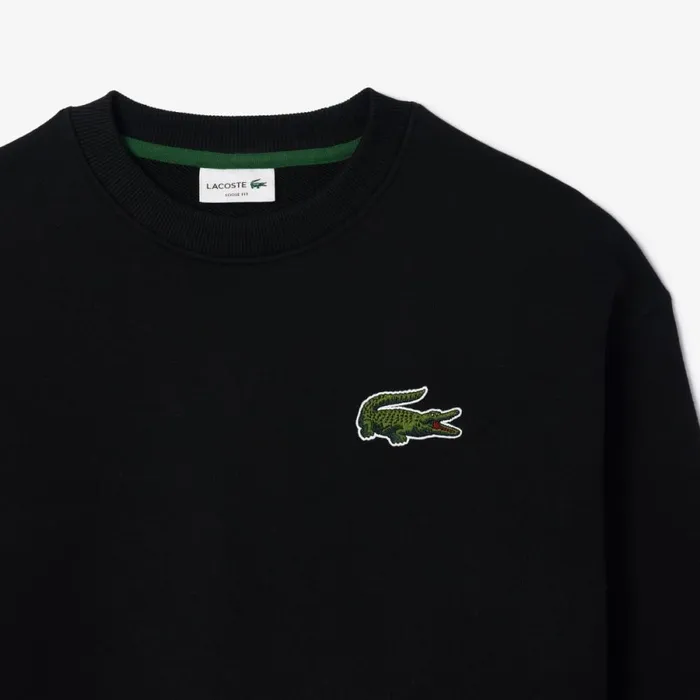 Sweaters and Sweatshirts Men Lacoste Unisex Loose Fit Crocodile Badge Sweatshirt Black 031
