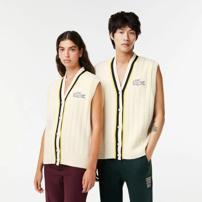 Sweaters and Sweatshirts MenWomen Lacoste Lacoste X EleVen By Venus Oversized Sleeveless Cardigan White R1t