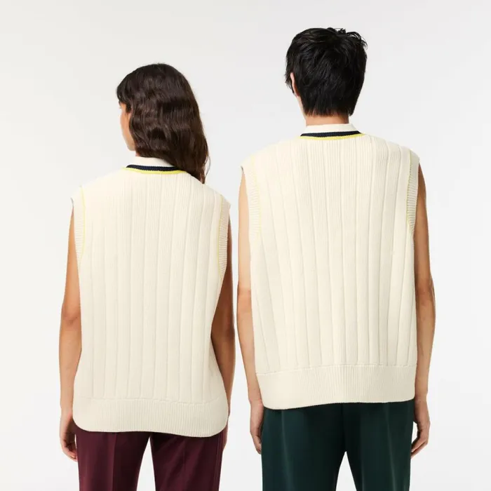 Sweaters and Sweatshirts MenWomen Lacoste Lacoste X EleVen By Venus Oversized Sleeveless Cardigan White R1t