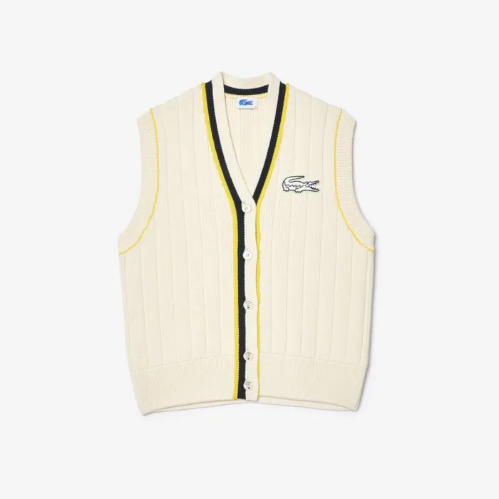 Sweaters and Sweatshirts MenWomen Lacoste Lacoste X EleVen By Venus Oversized Sleeveless Cardigan White R1t