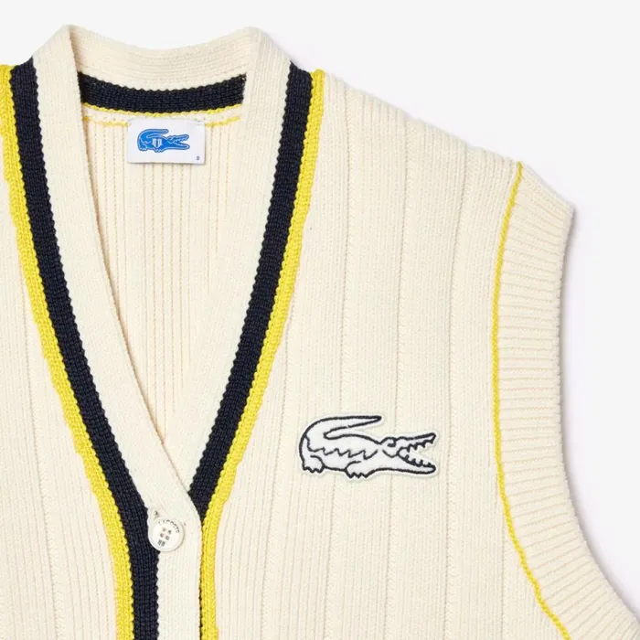 Sweaters and Sweatshirts MenWomen Lacoste Lacoste X EleVen By Venus Oversized Sleeveless Cardigan White R1t