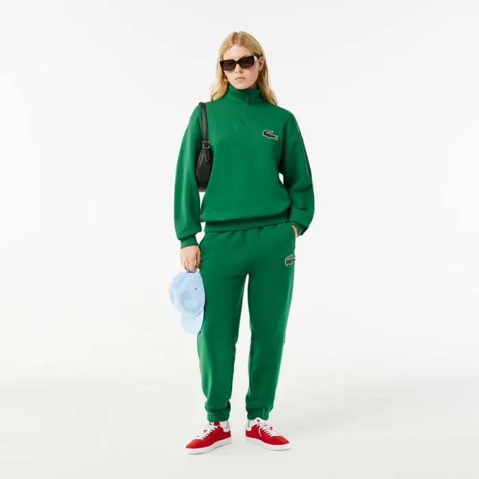Sweaters and Sweatshirts MenWomen Lacoste Unisex Organic Cotton QuarterZip Sweatshirt Rocket Green Cnq