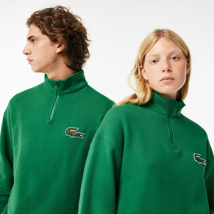 Sweaters and Sweatshirts MenWomen Lacoste Unisex Organic Cotton QuarterZip Sweatshirt Rocket Green Cnq