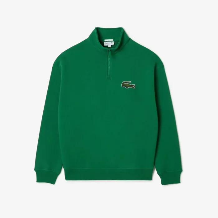 Sweaters and Sweatshirts MenWomen Lacoste Unisex Organic Cotton QuarterZip Sweatshirt Rocket Green Cnq