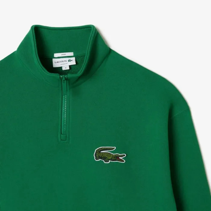 Sweaters and Sweatshirts MenWomen Lacoste Unisex Organic Cotton QuarterZip Sweatshirt Rocket Green Cnq