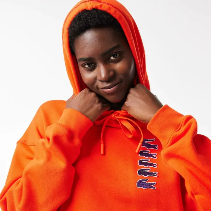 Sweaters and Sweatshirts Women Lacoste Women039s Iconic Croc Hoodie Sunrise Orange Sji