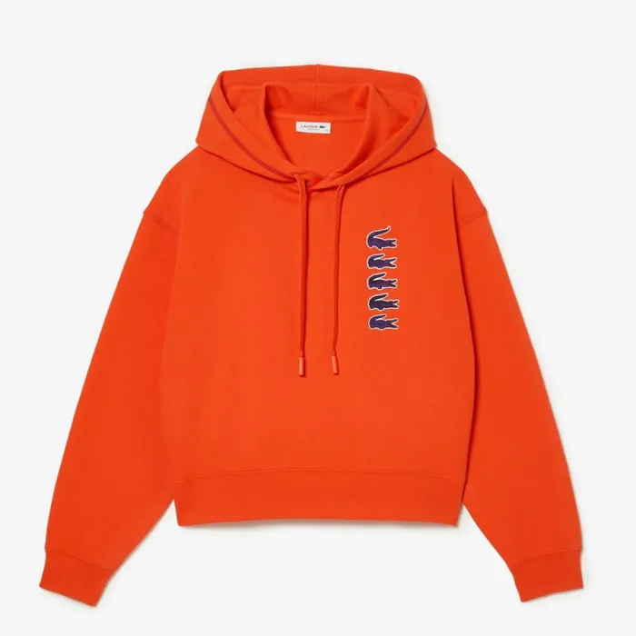 Sweaters and Sweatshirts Women Lacoste Women039s Iconic Croc Hoodie Sunrise Orange Sji