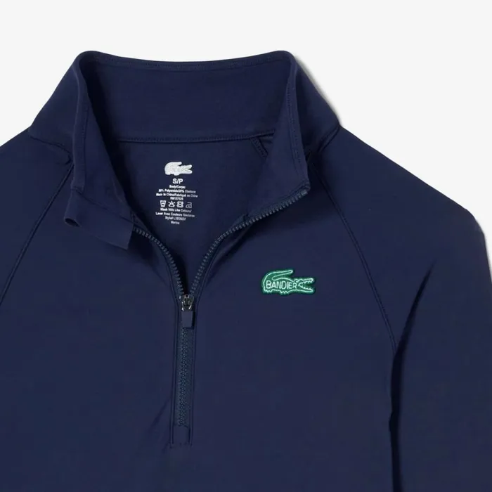 Sweaters and Sweatshirts Women Lacoste Women039s Lacoste X Bandier Pro Fleece QuarterZip Navy Blue 423
