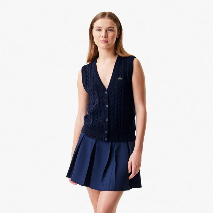 Sweaters and Sweatshirts Women Lacoste Women039s Lacoste X Bandier Sleeveless Cashmere Cardigan Navy Blue 166 Sweaters and Sweatshirts Women Lacoste Women039s Lacoste X Bandier Sleeveless Cashmere Cardigan Navy Blue 166
