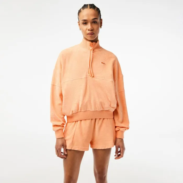 Sweaters and Sweatshirts Women Lacoste Womens HighNeck Terry Cloth Half Zip Sweatshirt Light Orange Heb Sweaters and Sweatshirts Women Lacoste Womens HighNeck Terry Cloth Half Zip Sweatshirt Light Orange Heb