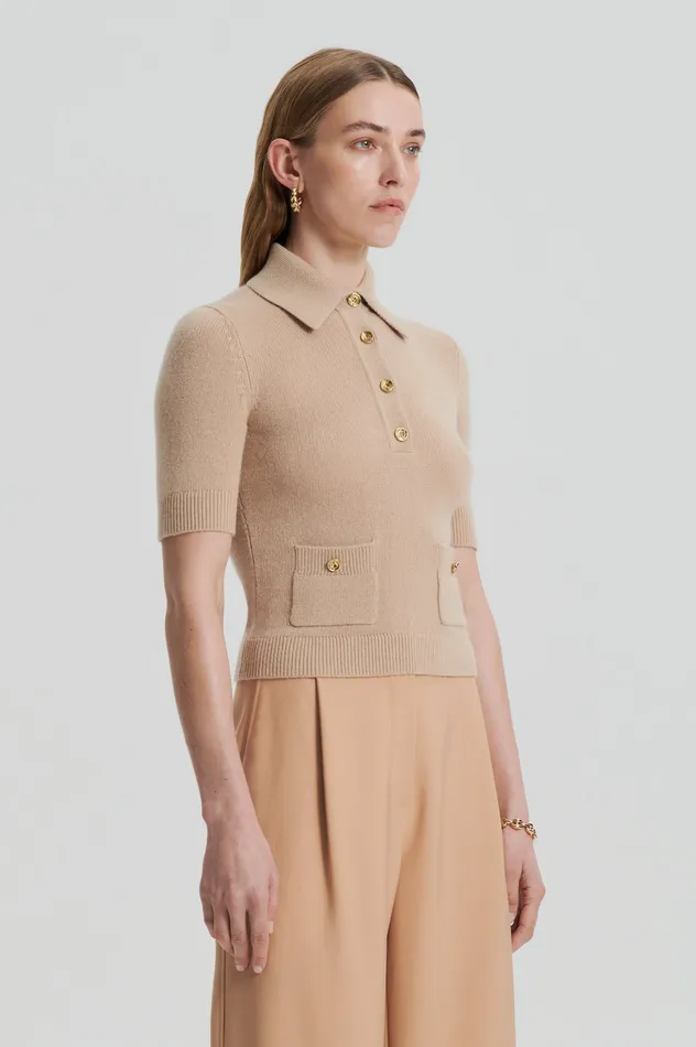 Sweaters CASHMERE SLIM FIT SHIRT OAT 8211 Scanlan Theodore Women Sweaters CASHMERE SLIM FIT SHIRT OAT 8211 Scanlan Theodore Women