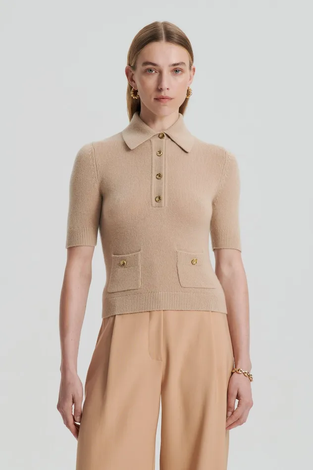 Sweaters CASHMERE SLIM FIT SHIRT OAT 8211 Scanlan Theodore Women Sweaters CASHMERE SLIM FIT SHIRT OAT 8211 Scanlan Theodore Women