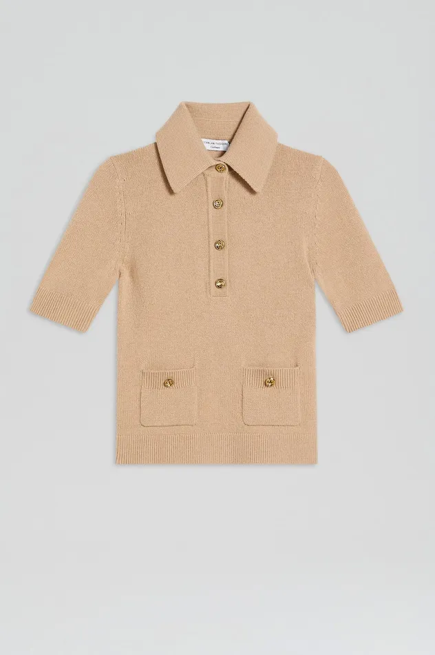 Sweaters CASHMERE SLIM FIT SHIRT OAT 8211 Scanlan Theodore Women Sweaters CASHMERE SLIM FIT SHIRT OAT 8211 Scanlan Theodore Women