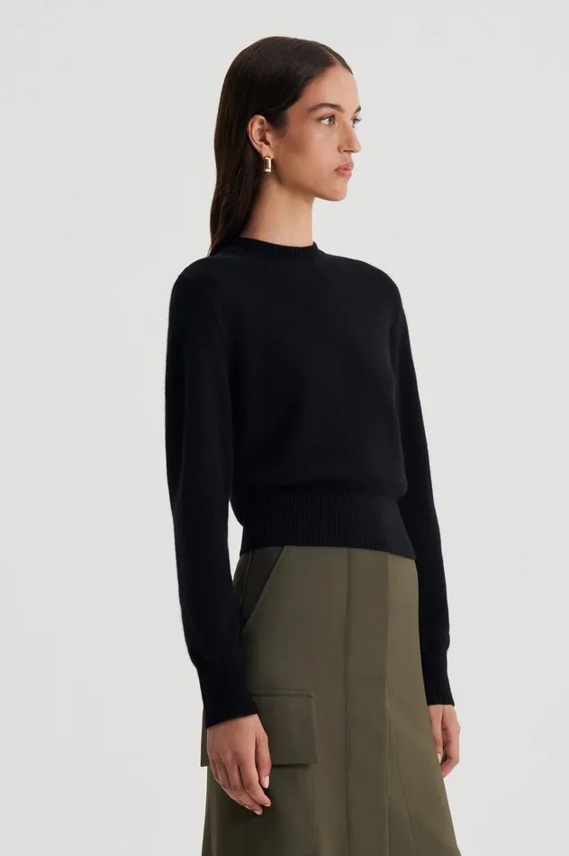 Sweaters Scanlan Theodore Women CASHMERE CREW SWEATER BLACK Sweaters Scanlan Theodore Women CASHMERE CREW SWEATER BLACK