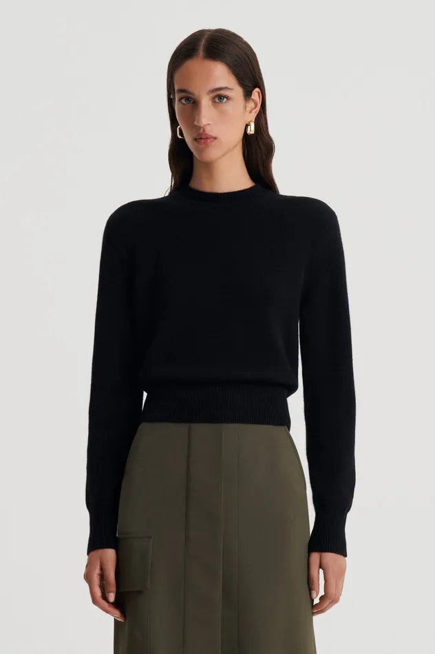 Sweaters Scanlan Theodore Women CASHMERE CREW SWEATER BLACK Sweaters Scanlan Theodore Women CASHMERE CREW SWEATER BLACK
