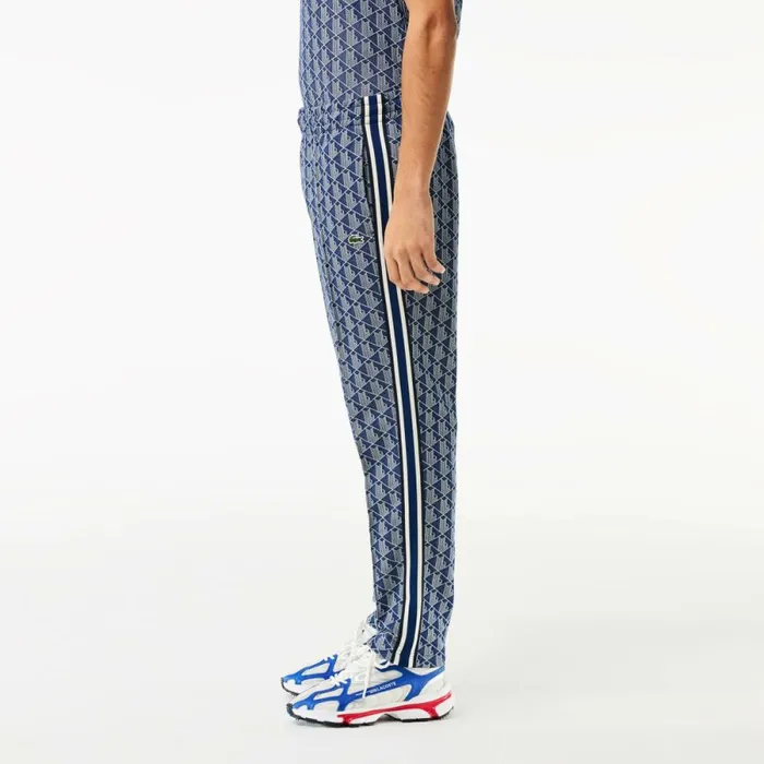 Sweatpants and Trousers Men Lacoste Men039s Jacquard Monogram Paris Sweatpants Navy Blue White Qie