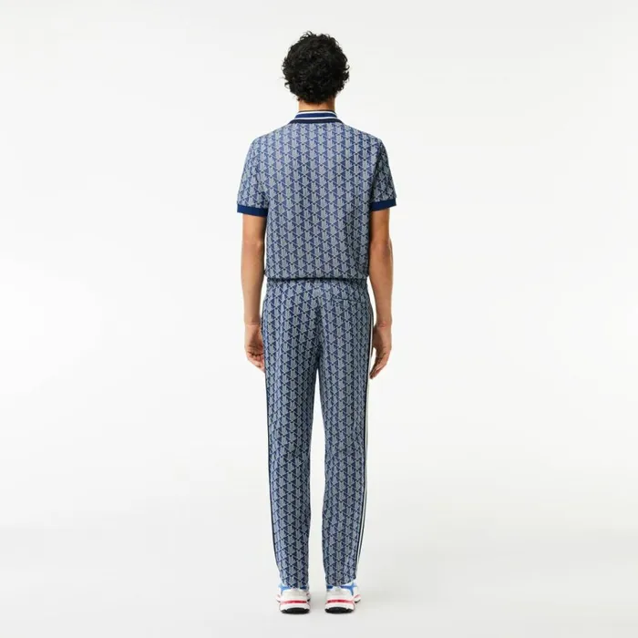 Sweatpants and Trousers Men Lacoste Men039s Jacquard Monogram Paris Sweatpants Navy Blue White Qie