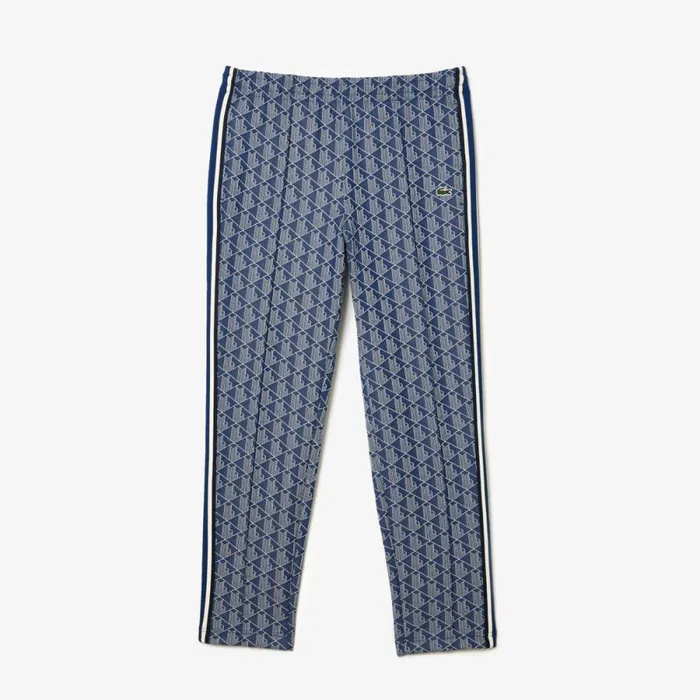 Sweatpants and Trousers Men Lacoste Men039s Jacquard Monogram Paris Sweatpants Navy Blue White Qie