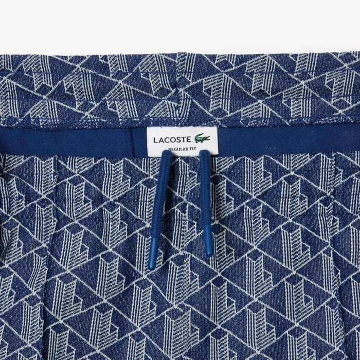 Sweatpants and Trousers Men Lacoste Men039s Jacquard Monogram Paris Sweatpants Navy Blue White Qie