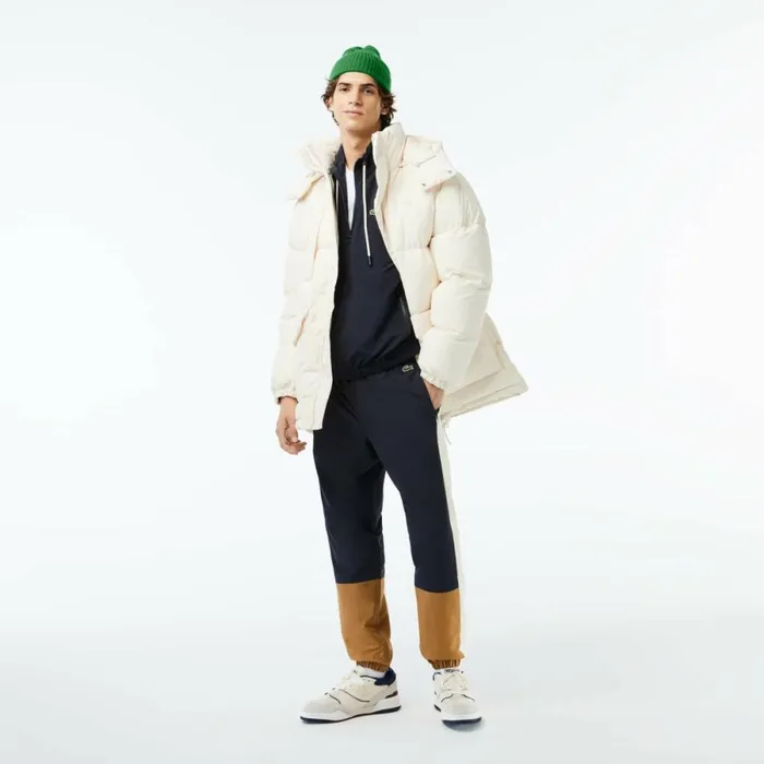 Sweatpants and Trousers Men Lacoste Men039s Waterproof Colorblock Sweatpants Navy Blue Brown White Rhi