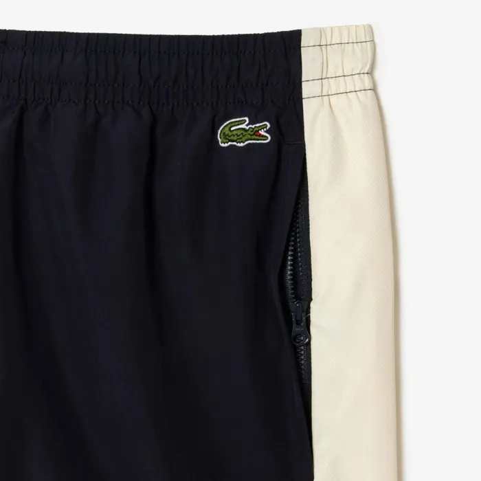 Sweatpants and Trousers Men Lacoste Men039s Waterproof Colorblock Sweatpants Navy Blue Brown White Rhi