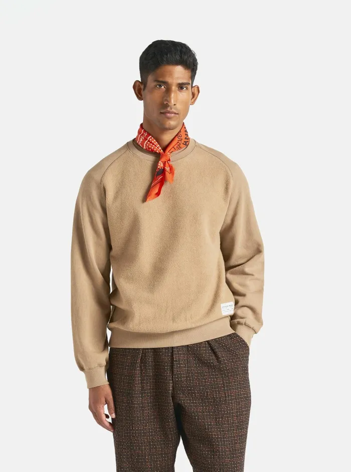 Sweatshirt In Sand Brush Back Sweat Men Universal Works Sweatshirts