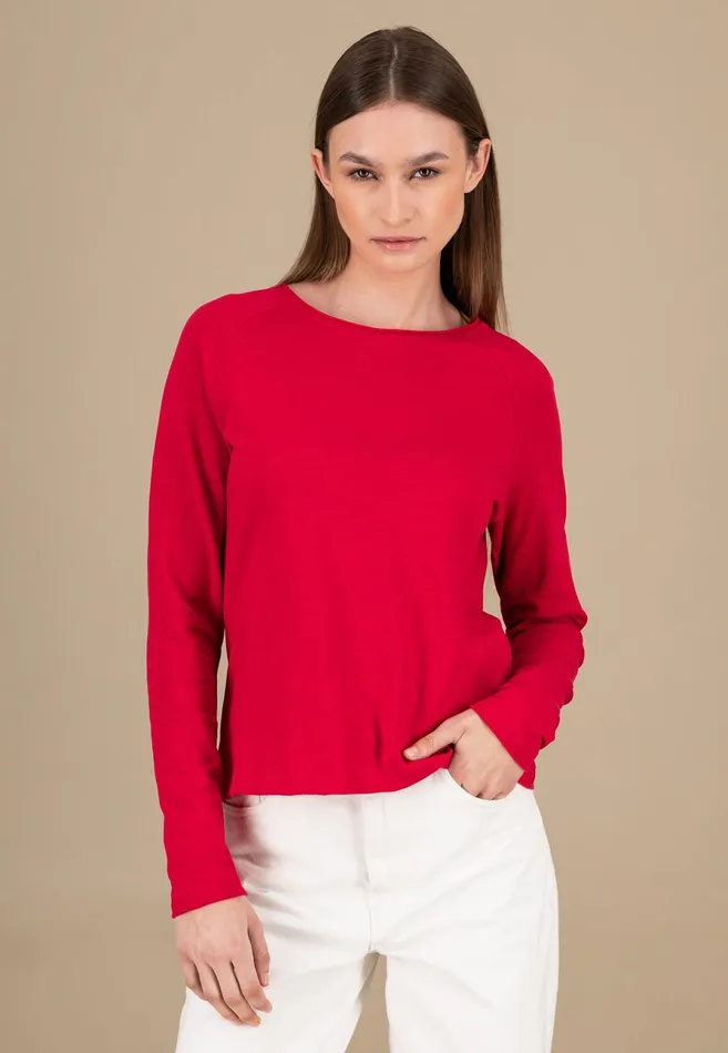 Sweatshirts Women FYNCHHATTON Long sleeved Shirt With A Round Neckline Made Of Cotton Crimson Redblue Purplemilk Sweatshirts Women FYNCHHATTON Long sleeved Shirt With A Round Neckline Made Of Cotton Crimson Redblue Purplemilk