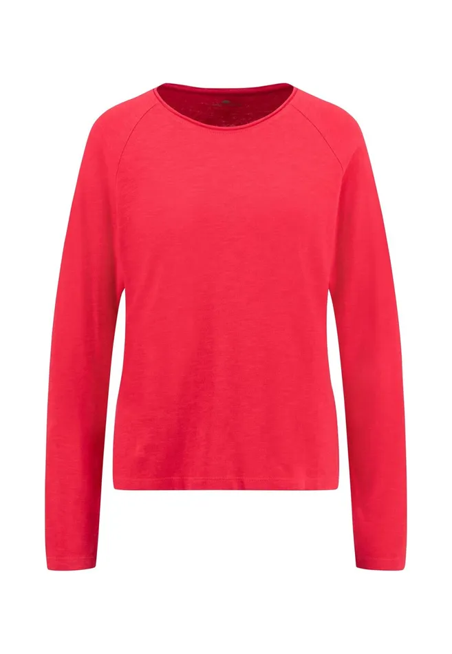 Sweatshirts Women FYNCHHATTON Long sleeved Shirt With A Round Neckline Made Of Cotton Crimson Redblue Purplemilk
