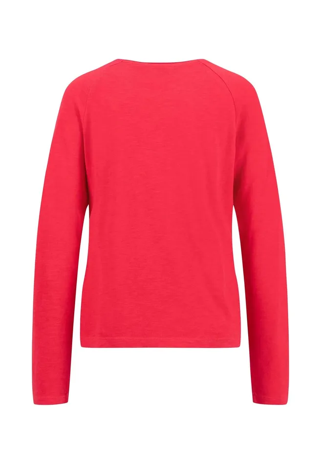 Sweatshirts Women FYNCHHATTON Long sleeved Shirt With A Round Neckline Made Of Cotton Crimson Redblue Purplemilk