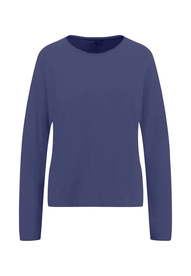 Sweatshirts Women FYNCHHATTON Long sleeved Shirt With A Round Neckline Made Of Cotton Crimson Redblue Purplemilk