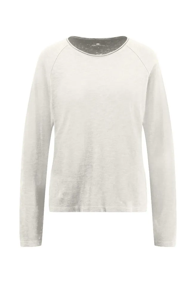 Sweatshirts Women FYNCHHATTON Long sleeved Shirt With A Round Neckline Made Of Cotton Crimson Redblue Purplemilk