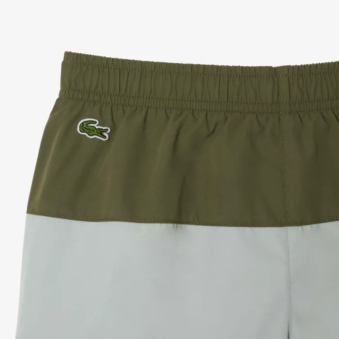 Swim Kids Lacoste Kids039 Colorblock Swim Trunks Khaki Green Grey Chine White Iil