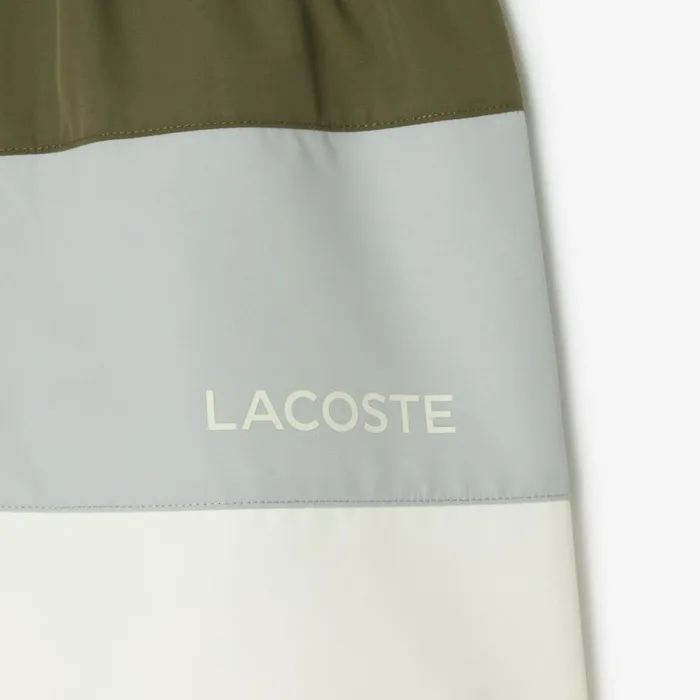 Swim Kids Lacoste Kids039 Colorblock Swim Trunks Khaki Green Grey Chine White Iil