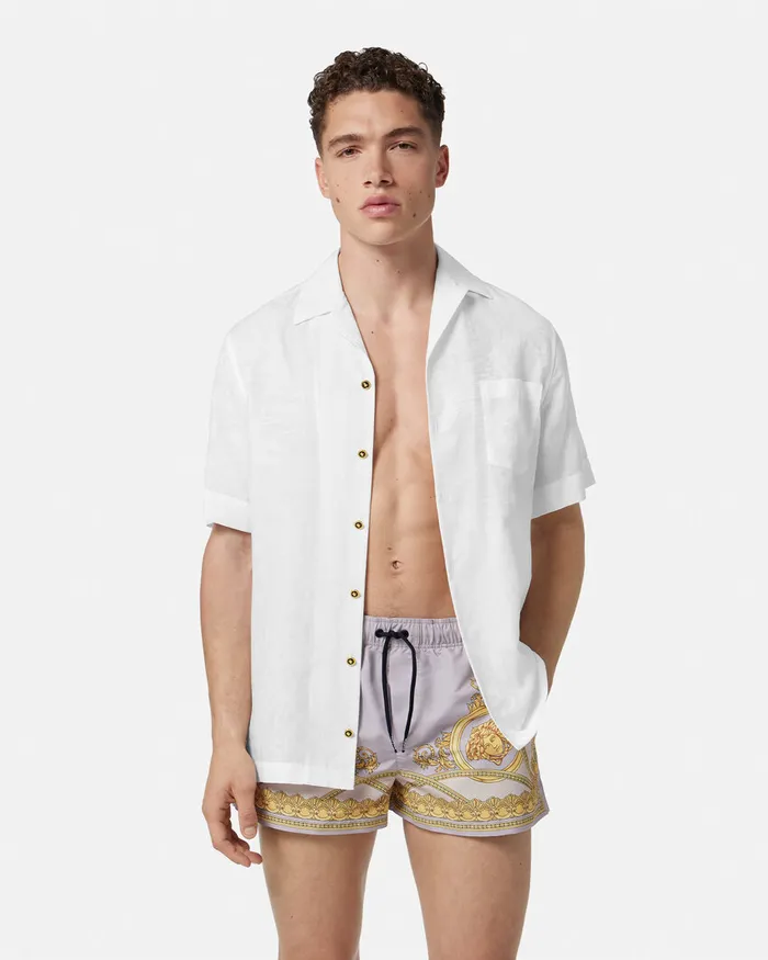 Swimwear Men Versace La Coupe Des Dieux Swim Shorts Grayprint