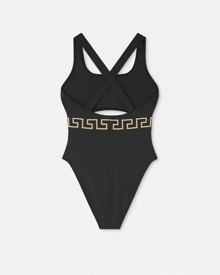 Swimwear Women Versace Greca Border OnePiece Swimsuit Black