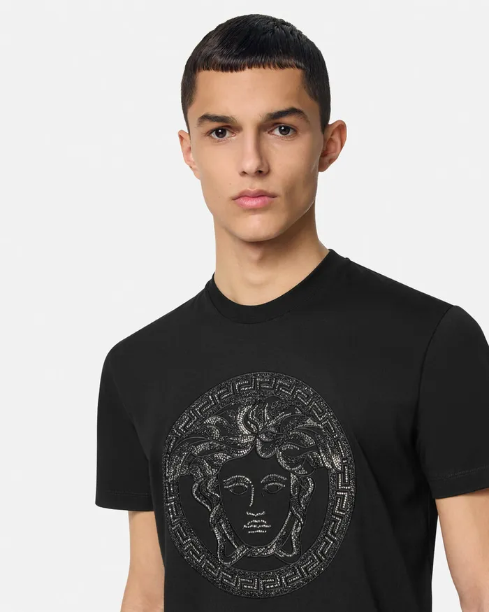 TShirts and Polos Men Versace Crystal Medusa TShirt Black