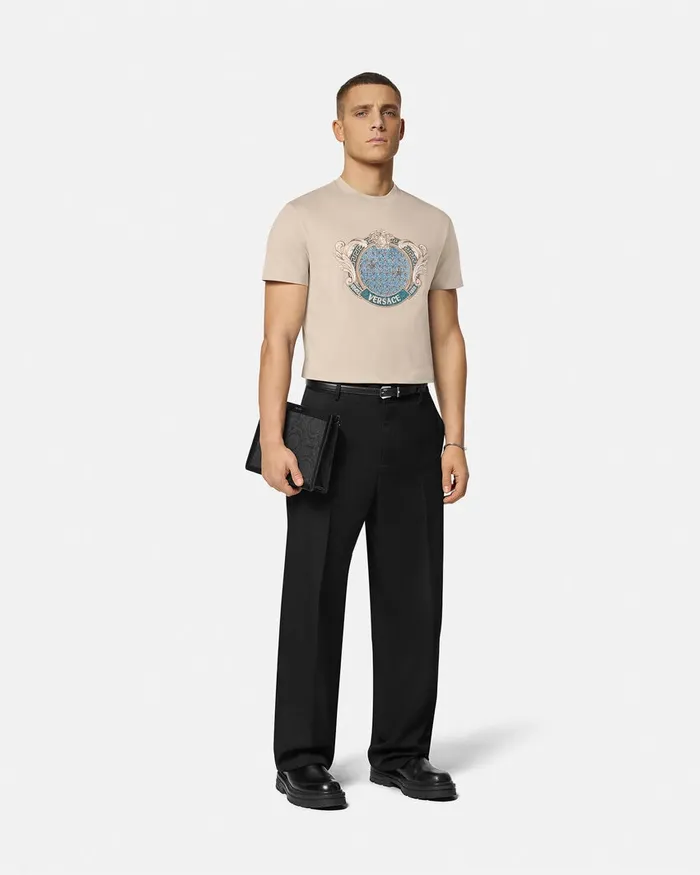 TShirts and Polos Men Versace Crystal Starfish Blason TShirt Beige