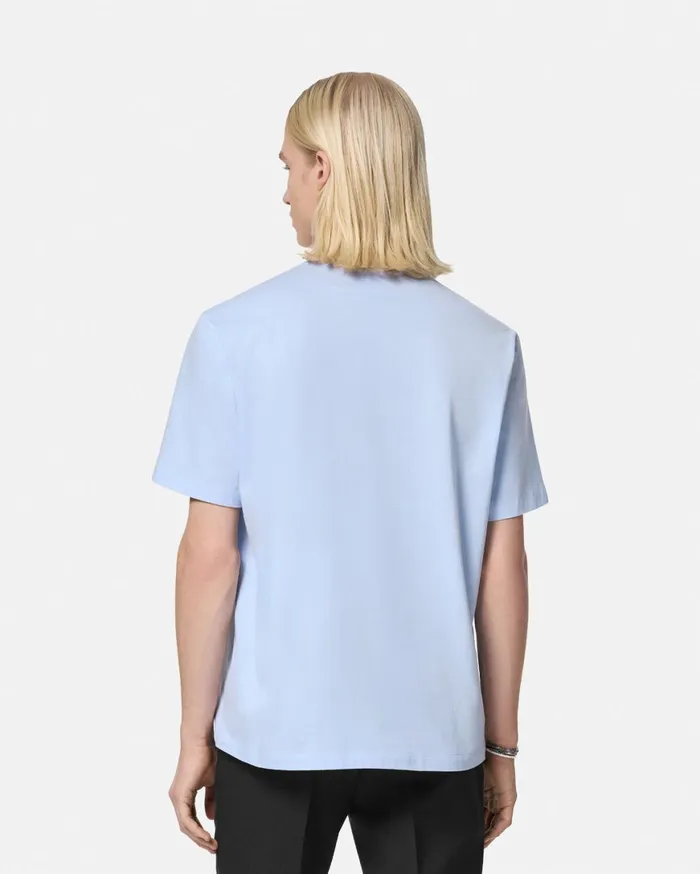 TShirts and Polos Men Versace Embroidered University Coral TShirt Light Blue